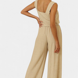 Pascuala Len Öltözet Ujjatlan Blúzzal és Laza Nadrággal