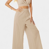 Valentina Nyitott Háttal Rózsás Blúz és Széles Nadrág Szett