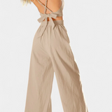 Valentina Nyitott Háttal Rózsás Blúz és Széles Nadrág Szett