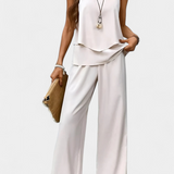 Elegáns Boho Martina Ujjatlan Készlet Egyenes Nadrággal Minta