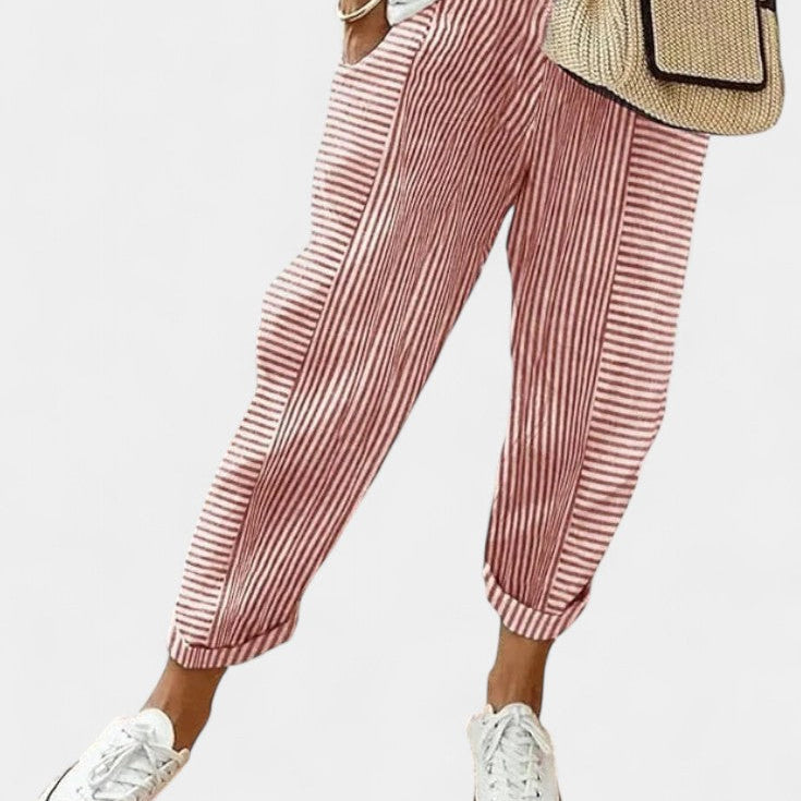 Csíkos Vegyes Vászon Nadrág Alba